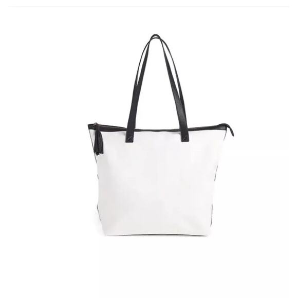 NWT Walter Baker CARLY BAG Classic Canvas and Vegan Leather White Tote NEW - Picture 2 of 5